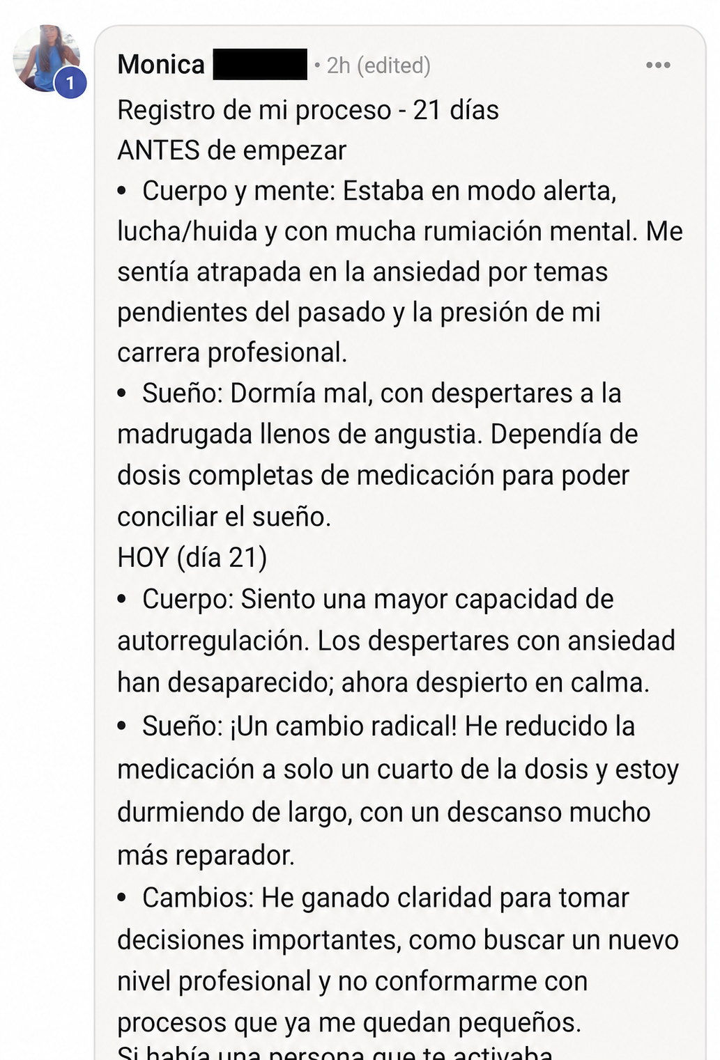 Testimonio de Mónica