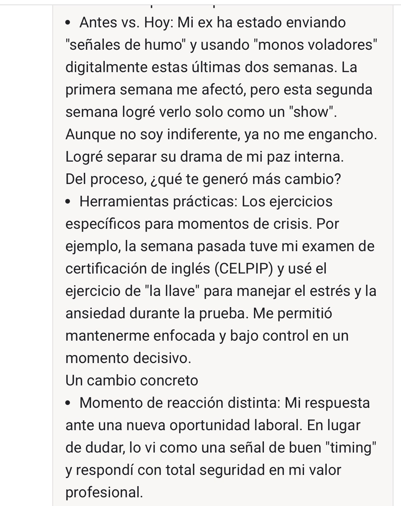 Testimonio de exalumna sobre examen bajo presión
